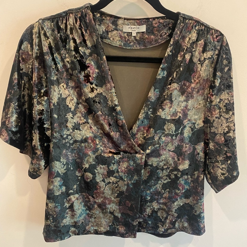 FRNCH Floral Velvet Blouse Feminine Luxury Boho Romantic Fairy‎ Whimsigoth